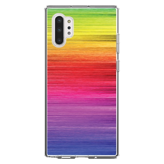 DistinctInk Clear Shockproof Hybrid Case for Galaxy Note 10 PLUS (6.8" Screen) - TPU Bumper, Acrylic Back, Tempered Glass Screen Protector - Rainbow Shimmering Lines
