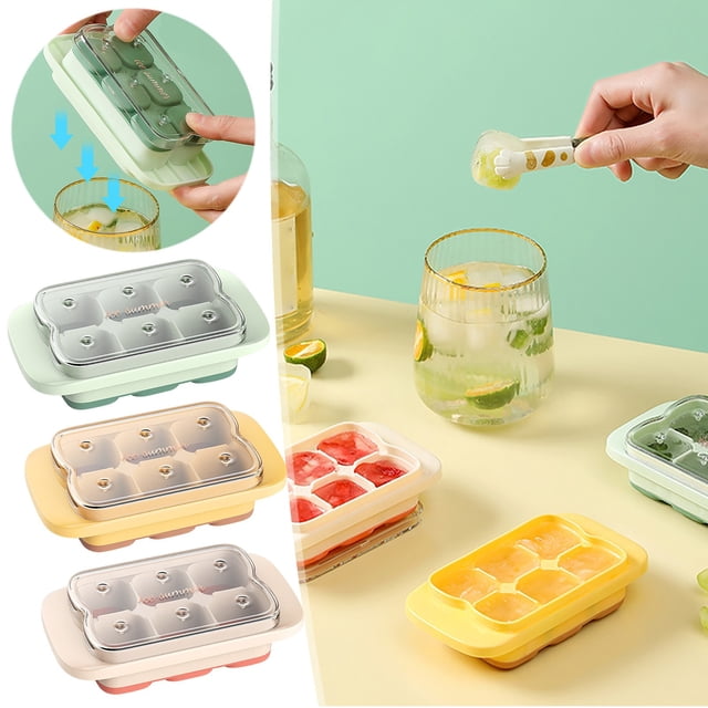 Xihbxyly Máquina para Hacer Cubitos de Hielo, Molde de 6 Agujeros de Fácil Liberación, Diseño Compacto, Inyección Rápida de Agua, Versátil para Bebidas, Uso Doméstico, Ideal para Regalar, Tamaño 14 X