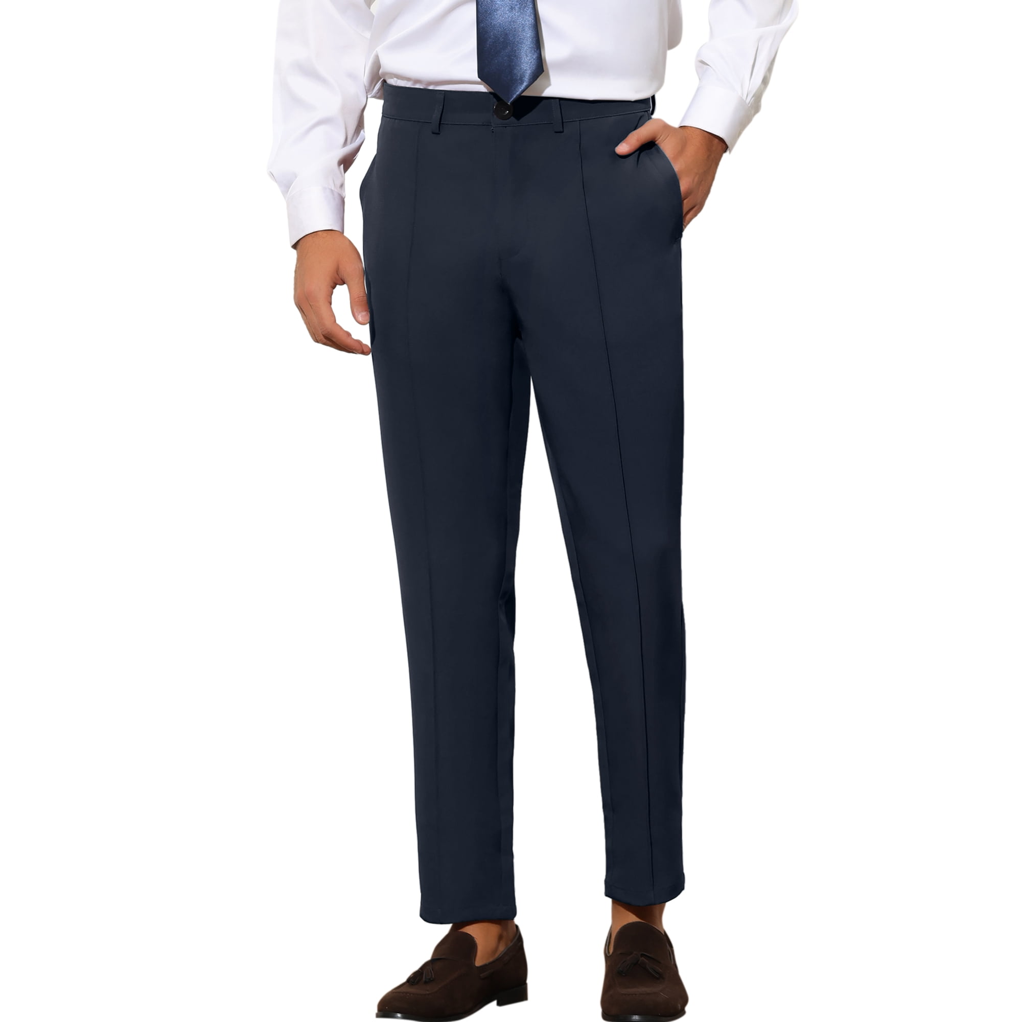 Lars Amadeus Dress Suit Pants for Men's Tapered Solid Color Slim