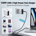 thumbnail image 4 of Kzreect 140W GaN PD3.1 Type-C Super Fast Charger, 3.28FT Cable Included, Wall Charger for Android, iPad, Samsung, Android, DJI Drones & More, 4 of 5