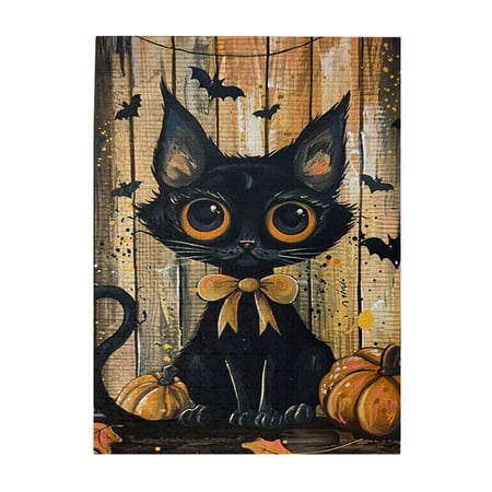 500 PCS Cute Black Cat & Pumpkin 500 Piece Vintage Jigsaw Puzzle Unique And Beautiful Design Creative Activity Hobbies For Adult Wooden Puzzles Suitable For Entertaining With Family During Holidays
