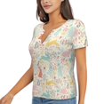 thumbnail image 2 of Wukai Fall Rabbit Casual V-Neck Graphic Tees for Women: Lightweight and Breathable Summer Tops with Stylish Design-XX-Large, 2 of 8