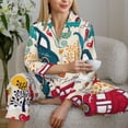 thumbnail image 6 of KLL London Symbols Print Women's Long Sleeve Pajamas with Pants Sleepwear Loungewear 2 Set-Small, 6 of 8