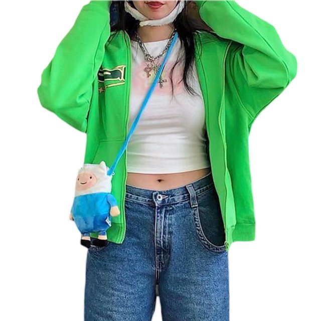 Txlixc Chaqueta de manga larga de bolsillo con cremallera impresa en letras Txlixc moda