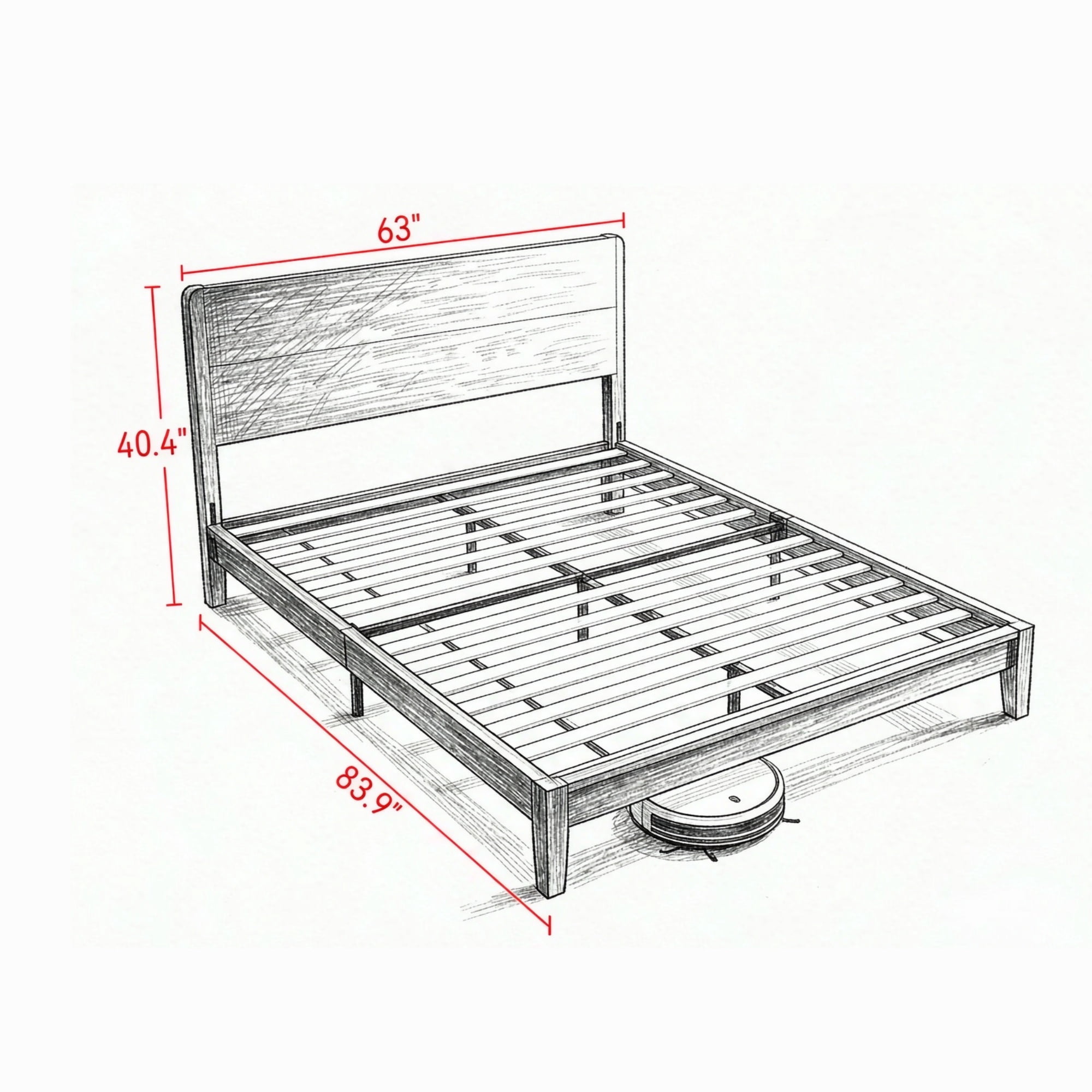 Queen Bamboo Platform Bed Frame with Headboard, 12 Slats, No Box Spring Needed, Brown