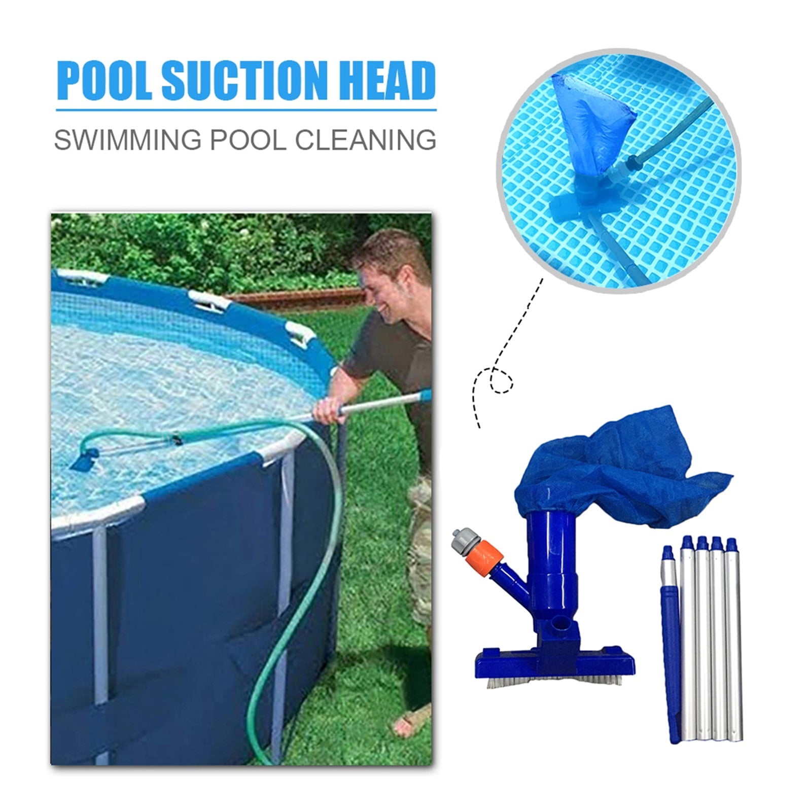 Swimming Pool Vacuum Cleaner Suction Head Pond Fountain SPA Cleaner Brush With Handle Cleaning Tools ,Great Suction Power