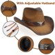 thumbnail image 3 of Sombrero vaquero WQWOVRVO con ala ancha de paja para mujeres y hombres, color marrón, 3 of 7