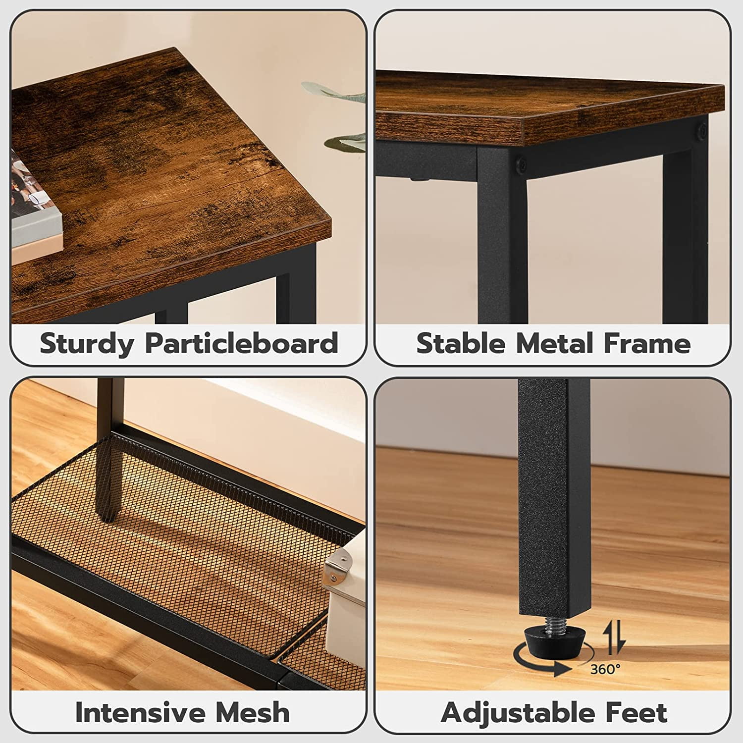 HOOBRO 29.5" 2 Tier Narrow Console Table Entryway Table Hallway Living Room Rustic Brown BF74XG01