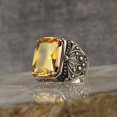 thumbnail image 3 of Roarsilver Sterling Silver Ring-Citrine Stone-Handmade 925k Silver-Gift For Him and Her | 13, 3 of 5