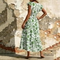 thumbnail image 5 of YuXingFu Womens Cotton Dresses with Sleeves Maxi V-Neck Plus Size Womens Dress Short Sleeve Womens Plus Size Summer Dress Long Casual Summer Green S, 5 of 7