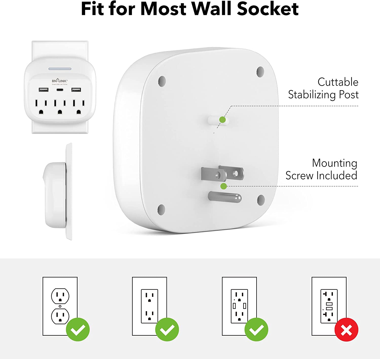 BN-LINK Multi Plug Outlet Extender with USB Ports photo 4