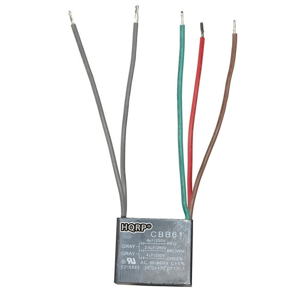 HQRP Ceiling Fan Capacitor CBB61 4uf 2.5uf 4uf 5-Wire