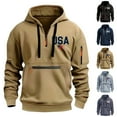 thumbnail image 7 of Lovskoo Men's Multi-Pocket Cargo Fleece Hoodie Spring and Fall Printed Hooded Sweatshirt Half Zip Pullover Sweatshirt Navy, 7 of 7