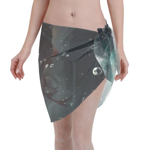 Disketp Wave Ocean Animal Shark Women Swimsuit Cover Up Short Chiffon Summer Beach Sarong Bikini Wrap Skirt Bathing Suit