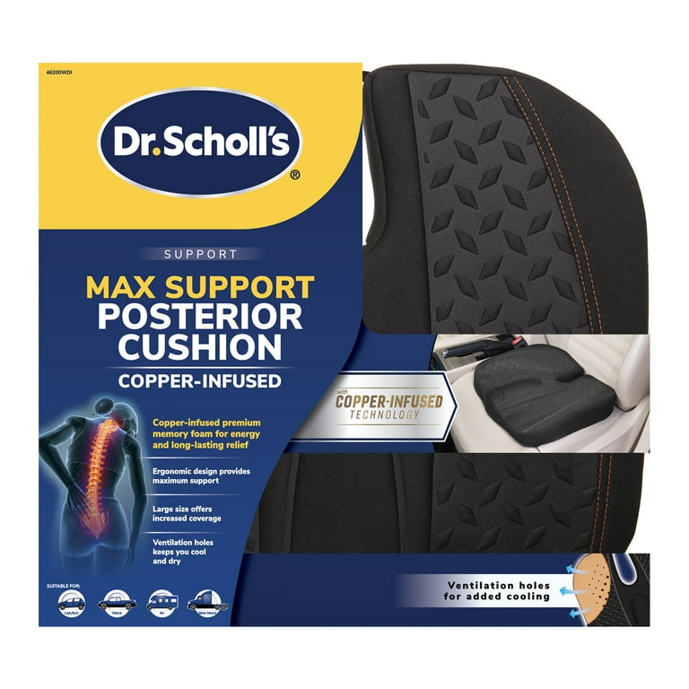 Dr. Scholl's Black Max Support Copper-Infused Posterior Seat Cushion,  46200WDI, 2.82 lbs 