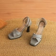 thumbnail image 2 of SACFOF Womens Block High Heel Platform Sandals, Open Toe Ankle Strap Comfort Sandals, Womens Dressy Sandals, 2 of 6
