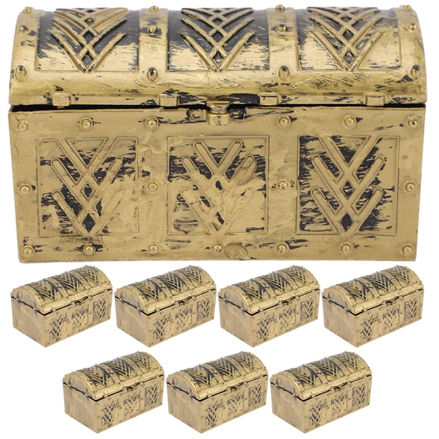 Cajas de cofres del tesoro pirata en miniatura, Mini joyero pirata, suministros de decoración para fiestas, 8 Uds.