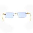 thumbnail image 4 of Cougar Jewel Rimless Narrow Rectangular Luxury Pimp Sunglasses Gold Blue, 4 of 4