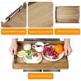 thumbnail image 2 of Large Acacia Wood Serving Tray with Handles – 17x12 inch Reversible Deli Platter Board & Cheese Platter – Multipurpose Kitchen Ottoman and Breakfast Tray for Coffee Table, Appetizers, Daily Use, 2 of 8
