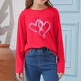 thumbnail image 2 of SERTG Girls Heart Print Valentine Crewneck Pullover Sweatshirt Long Sleeve Spring Summer Comfortable Casual Tops for Kids(Red#2,9-10 Years), 2 of 6