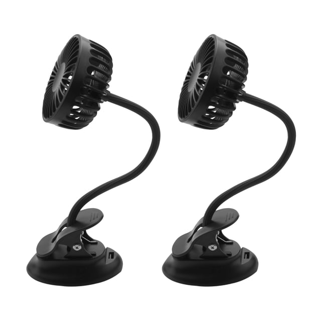 2X Portátil Mini Ventilador del Cochecito de Clip, Ajustes de 3 Velocidades, Flexible Flexible USB Recargable Ventilador de Escritorio Silencioso A Batería Azul Marino
