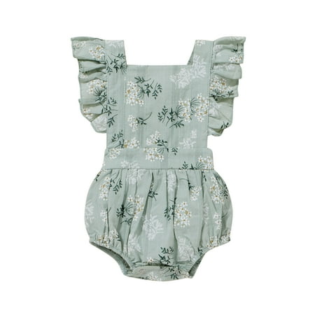 

TAIAOJING Baby Romper Backless Floral Bodysuit+Headbands Printed Ruffles Girls Girls Romper&Jumpsuit Onesie Outfit 9-12 Months