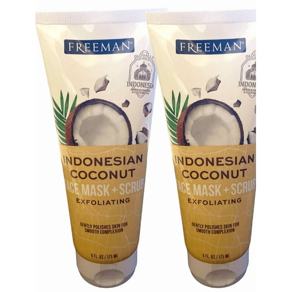 Freeman Beauty Indonesian Coconut Oil Exfoliating Face Scrub 6 oz each 2 Pack