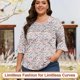 thumbnail image 5 of Blusa tipo túnica Blingfit para mujer, manga acampanada 3/4, talla grande 3XL, 5 of 5