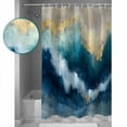 thumbnail image 3 of Extra Long Shower Curtain 72x84 Inch, Teal Blue Ombre Shower Curtain Waterproof Bathroom Decor Modern Oil Painting Art Abstract Fabric Bath Curtain Set Accessories with Hooks, 3 of 6