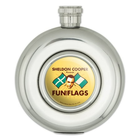 

Big Bang Theory Sheldon Cooper Fun with Flags Round Stainless Steel 5oz Hip Drink Flask