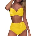 thumbnail image 3 of Huesdet Womens Sexy Bikini Sets Halter String White Thong Swimsuits Triangle High Cut Cheeky Bathing Suits(Yellow,S), 3 of 7