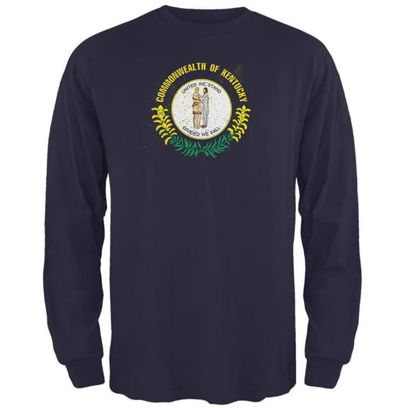 Born and Raised Kentucky State Flag Mens Long Sleeve T Shirt Navy X-LG