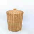 thumbnail image 4 of OUNONA Imitation  Wicker Trash Can with Lid Woven Waste Basket for Bathroom Office Bedroom Small Garbage Bin with Lid Stylish Trash Can for Home and Kitchen, 4 of 7