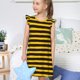 thumbnail image 4 of Fotbe Bee Stripe Vestido de Dormir para Niñas de 3 a 10 Años, Mangas Cortas, Estilo Princesa, Pijama Camisón con Mangas Voladas-Large, 4 of 6