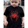 thumbnail image 1 of Boys' Summer Fashion Spider Graphic T-Shirt - Cute Casual Short Sleeve Crew Neck, 100% Cotton, Red & White Print, Ideal for Playtime & Outdoors, 1 of 7