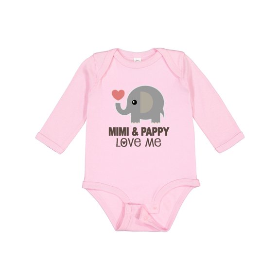 Inktastic Mimi and Pappy Love Me Elephant Boys or Girls Long Sleeve Baby Bodysuit