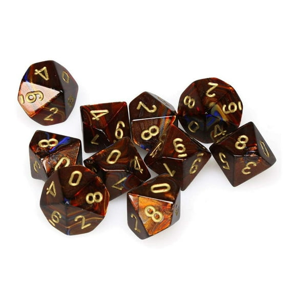 Chessex Scarab Blue Blood/Gold D10 Dice Set (10)