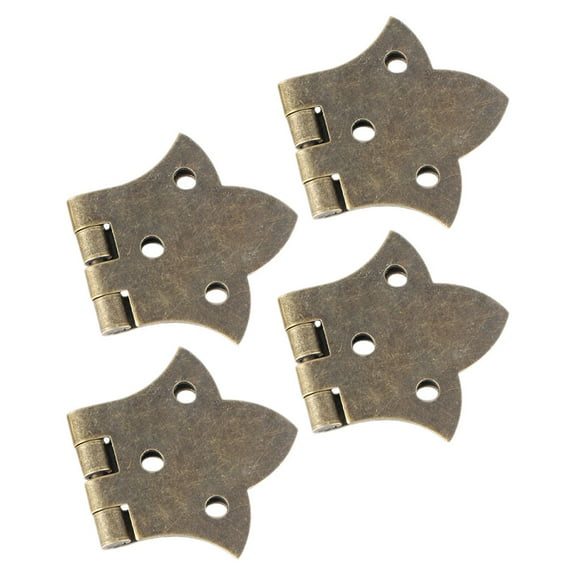 LEORX 4Pcs Small Cabinet Hinges Brown Metal Hinges for Woodworking Projects