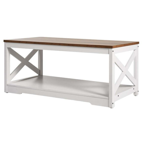 KFFKFF 3-Piece Farmhouse Coffee Table Set, 40-Inch Industrial Coffee Table with 2 Side Tables, Easy-to-Assemble Tables with Charging Station for Living Room, Office, and Apartment