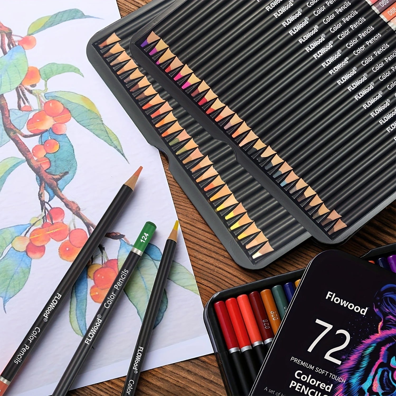72 Oil Based Colored Pencils Set, 72 pcs Premium Color Pencils