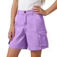 thumbnail image 5 of ZOYOEN Girls Cargo Shorts with Button- Elastic Waist Baggy Casual Multiple Pockets Kids Hiking Shorts Purple Size 8, 5 of 7