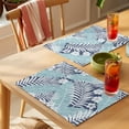 thumbnail image 4 of Blue Palm Tree Placemats Set of 2 Summer Tropical Plants Botanical Floral Place Mats Indoor Wipeable Table Mats Washable Cloth Dining Table Placemats for Kitchen Holiday Party Home Decor 13x19 Inch, 4 of 9