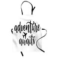 thumbnail image 1 of Saying Apron, Travel Themed Typography with Airplane New Destinations Holiday Vacation Monochrome, Unisex Kitchen Bib with Adjustable Neck for Cooking Gardening, Adult Size, White Black, by Ambesonne, 1 of 4