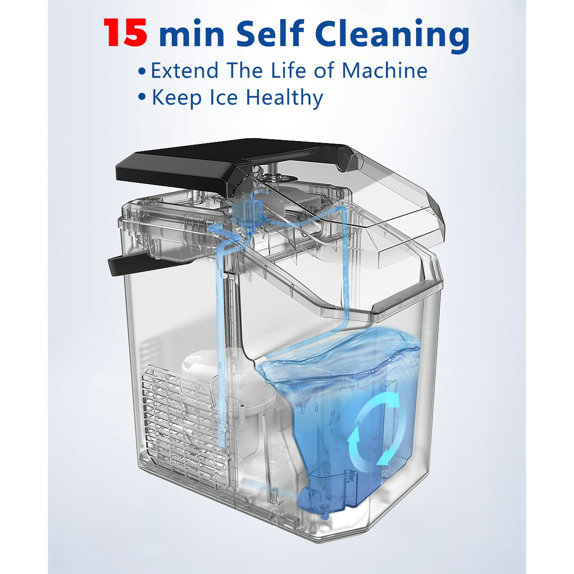 Moifoi Countertop Ice Maker, Nugget Chewable Soft Ice, 34 lbs/24 H, Auto-Cleaning, Portable/Compact, White