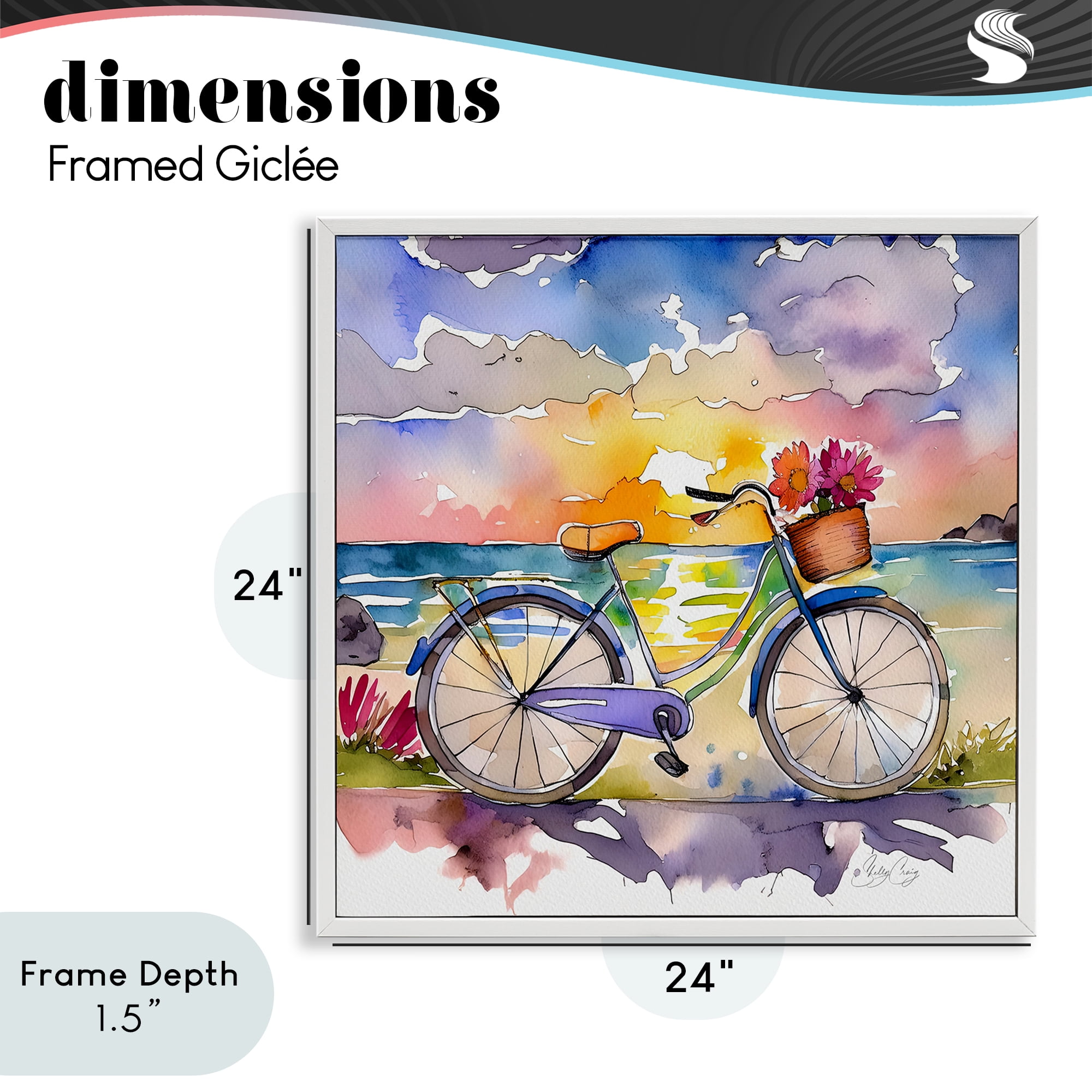 Stupell Industries Bicycle By The Seaside White Framed Giclee Art, design by Shelly Craig