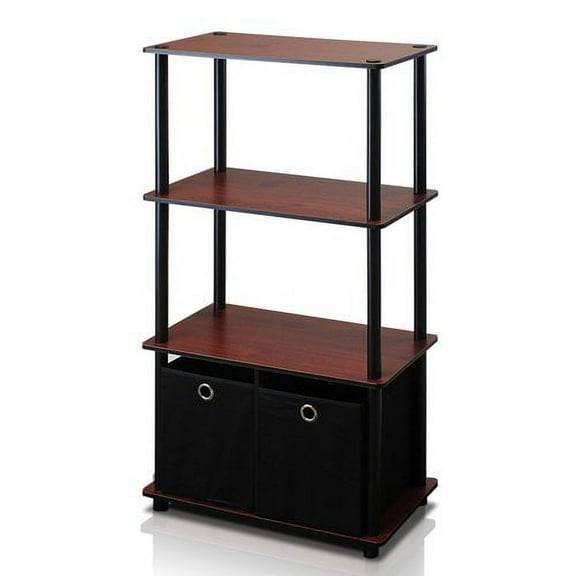 Furinno Go Green 4-Tier Storage Rack Shelving Unit w/Bins, Set of 2