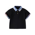 thumbnail image 2 of YUSIM Boys Color Block Polo Shirts- Formal Cotton Summer Short Sleeve Casual School Uniform Black Size 2-12 T, 2 of 3