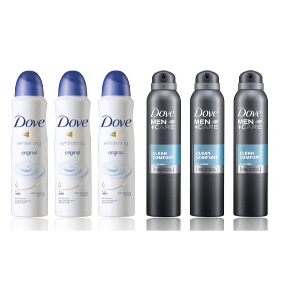 3 Dove Men Care Clean Comfort & 3 ORIGINAL Deodorant Spray  150 ml (TOTAL of 6)