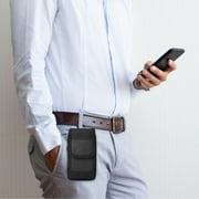 TSV Belt Phone Pouch, Nylon Cell Phone Holster, Pocket Carrying Pouch Fit for iPhone, Samsung Galaxy, Black