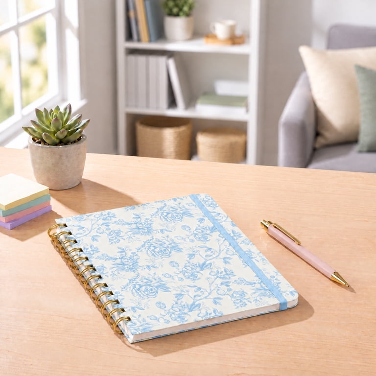 Spiral Journal, Light Blue Floral, 192 Pages photo 2